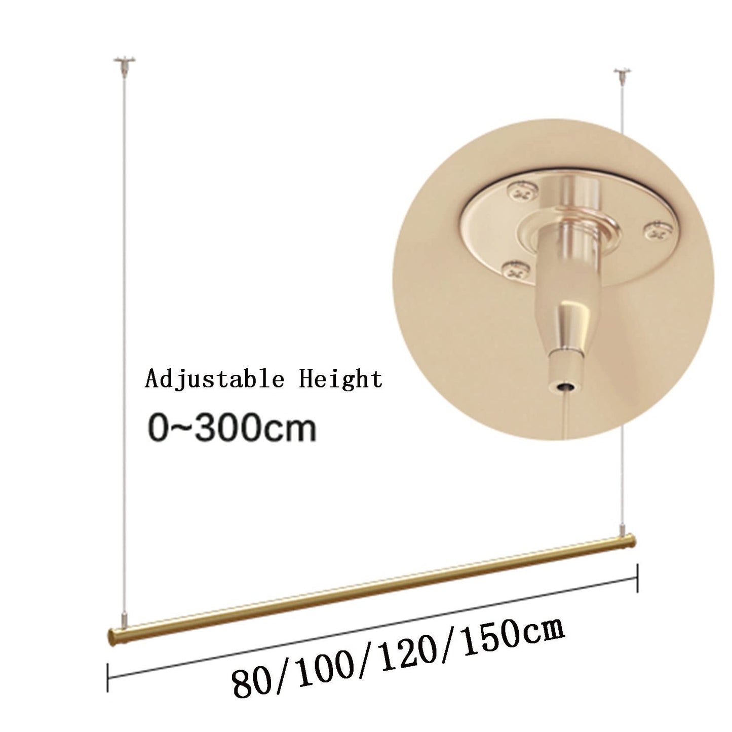 KYTGFH Clothing Garment Rack Adjustable Height Display Clothes Store Rack Ceiling Wedding Dress Hanging Rack Hanger Storage,Wall Mounted Commercial Bedroom Organiz,3pcs,100CM