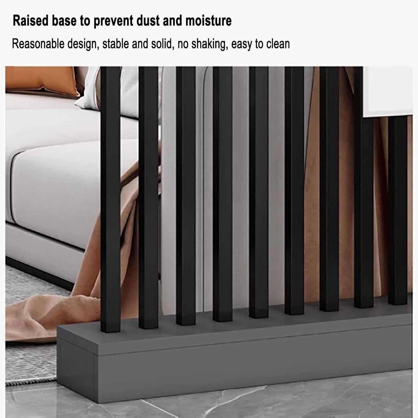 Wall Room Divider with Storage Shelves, Modern Freestanding Room Divider Screen, Open Room Wood Partition for Home & Office Decor (Grey + Black, 39.5" L x 9.5" W x 79.5" H)