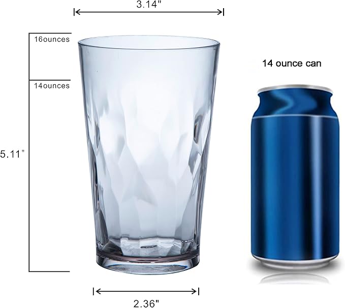 JGIRL unbreakable Plastic Drinking Glasses [Set of 6] Shatterproof Drinking Cups, reusable Drinking Tumblers, Plastic glass cup, Drinking cup, Dishwasher Safe (white)
