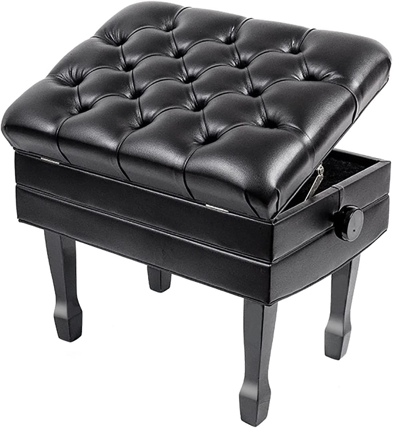 EliteBloom Luxury Leather Piano Bench with Height Adjustable Padded Seat and Waterproof Cushion Piano Stool with Solid Flip Top for Extra Music Storage,