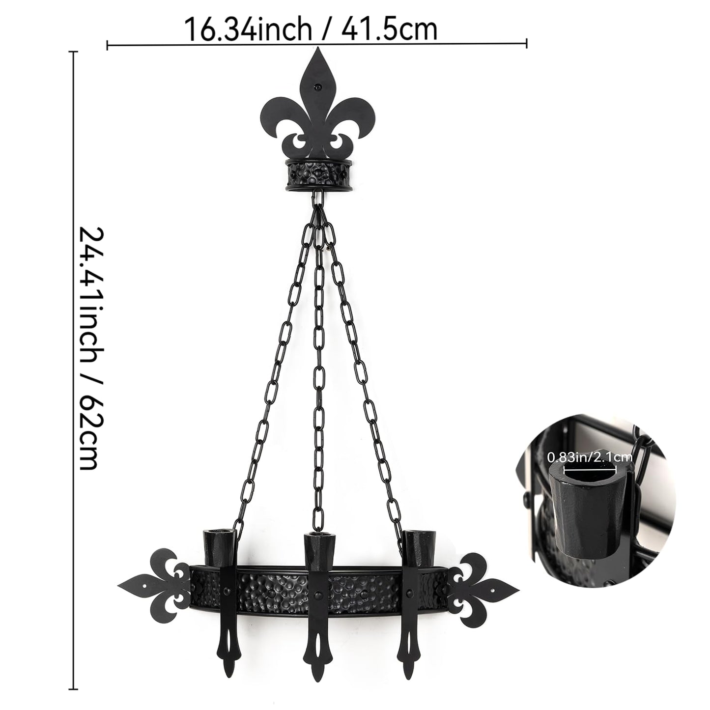 We Moment Black Candle Sconces, 3-Candle Wall Sconces for Taper Candle, Gothic Victorian Candelabra Wall Decor, Rustic Holder for Bathroom, Staircase, Living Room, Dining Room，Set of 1