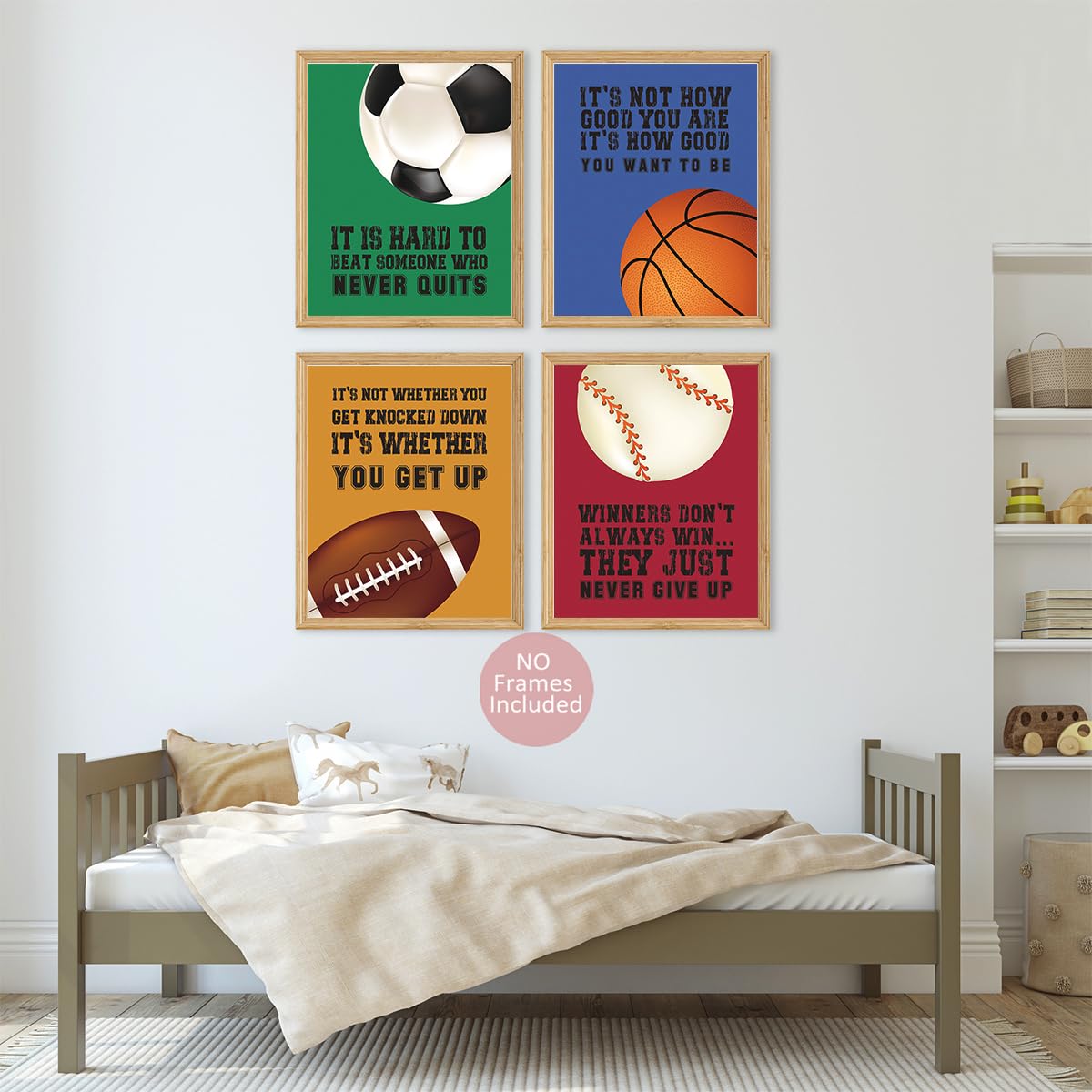 MTL HOE Inspirational Wall Art Posters Decor Print Of Boys Room Motivational Art Of Sports Positive Quotes Basketball Football Baseball Soccer Wall Decor For Boys Bedroom Playroom Classroom