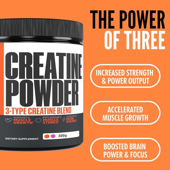Crazy Muscle Creatine Monohydrate Powder, 5000mg Premium 3X ThreeAtine Pre Workout Mass Gainer, High Absorption Easy to Take Powder Optimum Performance for Men & Women, 60 Servings