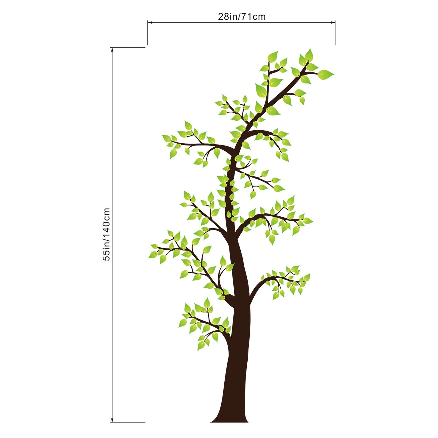 Amimagen Green Tree Wall Decals - Family Tree Wall Stickers - Bedroom Living Room Sofa TV Background Home Wall Decor