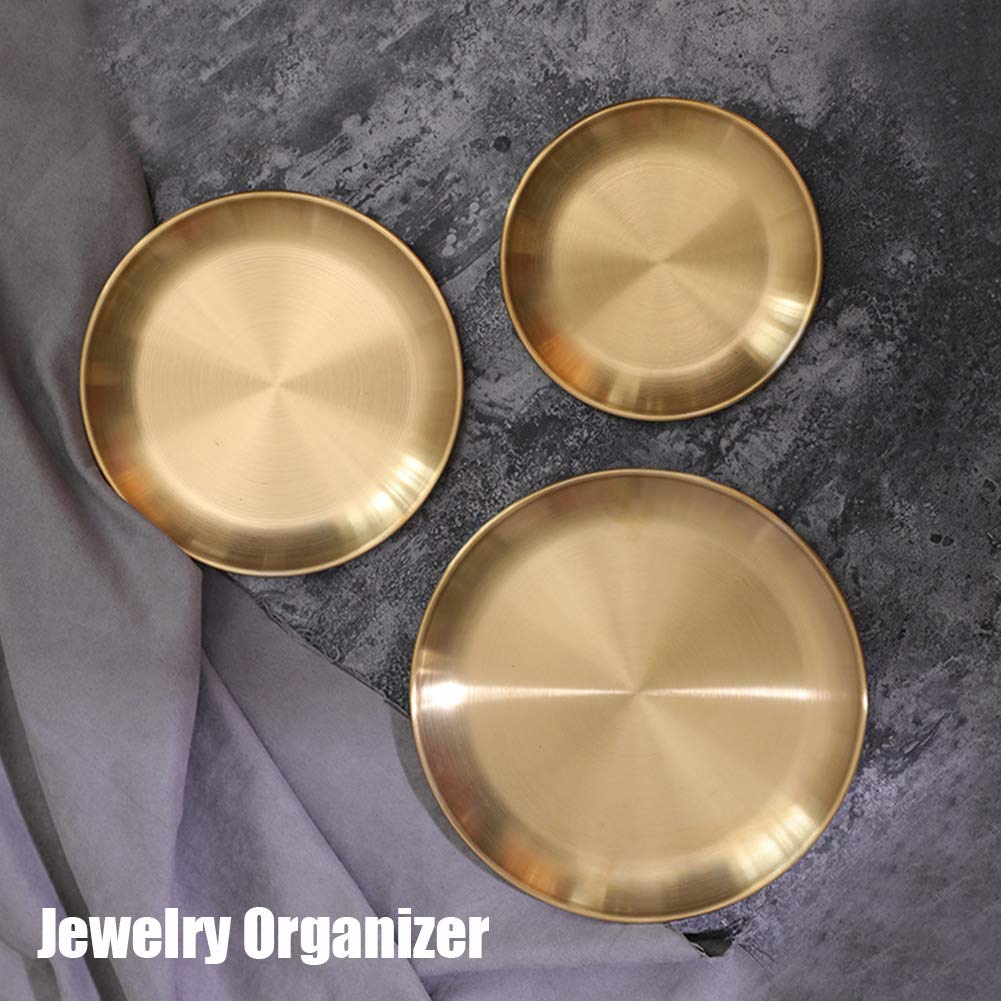 Round Brass Tray, Gold Round Tray, Stainless Steel Large Rounds Trays, Stainless Steel Plate Cosmetics Jewelry Organizer Towel Trays for Home,Matte Brass Finish(Color:20cm)