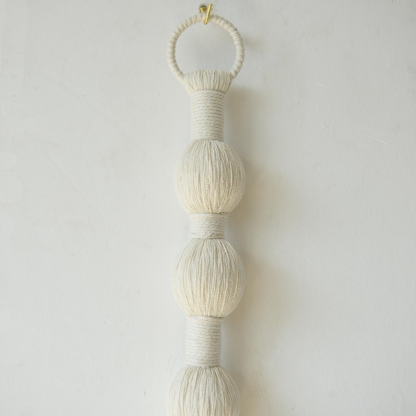 IOWER Macrame Wall Hanging Small Sphericity Cotton Textile Tassel Wall Hanging Fiber Yarn Art for Living Room Bedroom 27'' L x 2.3'' W