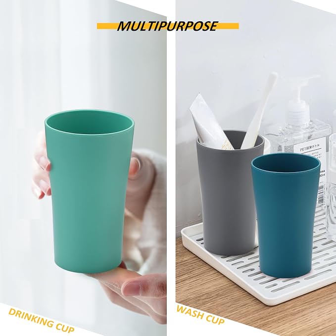 Drinking Glasses Premium Wheat Straw Unbreakable Cups - Set of 8 Alternative to Plastic Cups Unbreakable Drinking Cup Easy to Clean & Reusable Dishwasher Safe Water Glasses Tumblers (13 OZ)