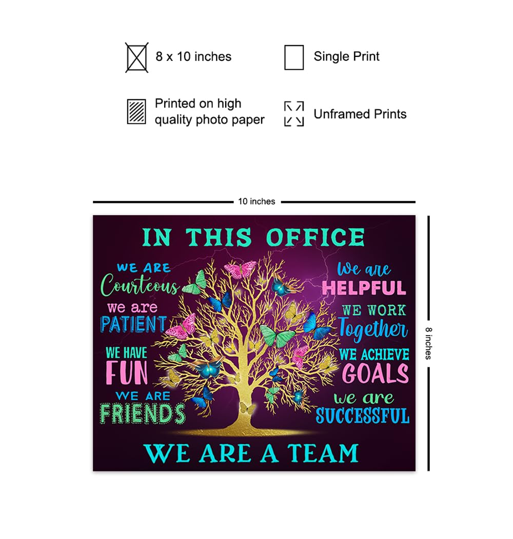 YELLOWBIRD ART & DESIGN Office Wall Art & Decor - Teamwork Wall Art - Inspirational Quotes Wall Art - Motivational poster - Positive Quotes Wall Decor - Home Office Decor - In This Office