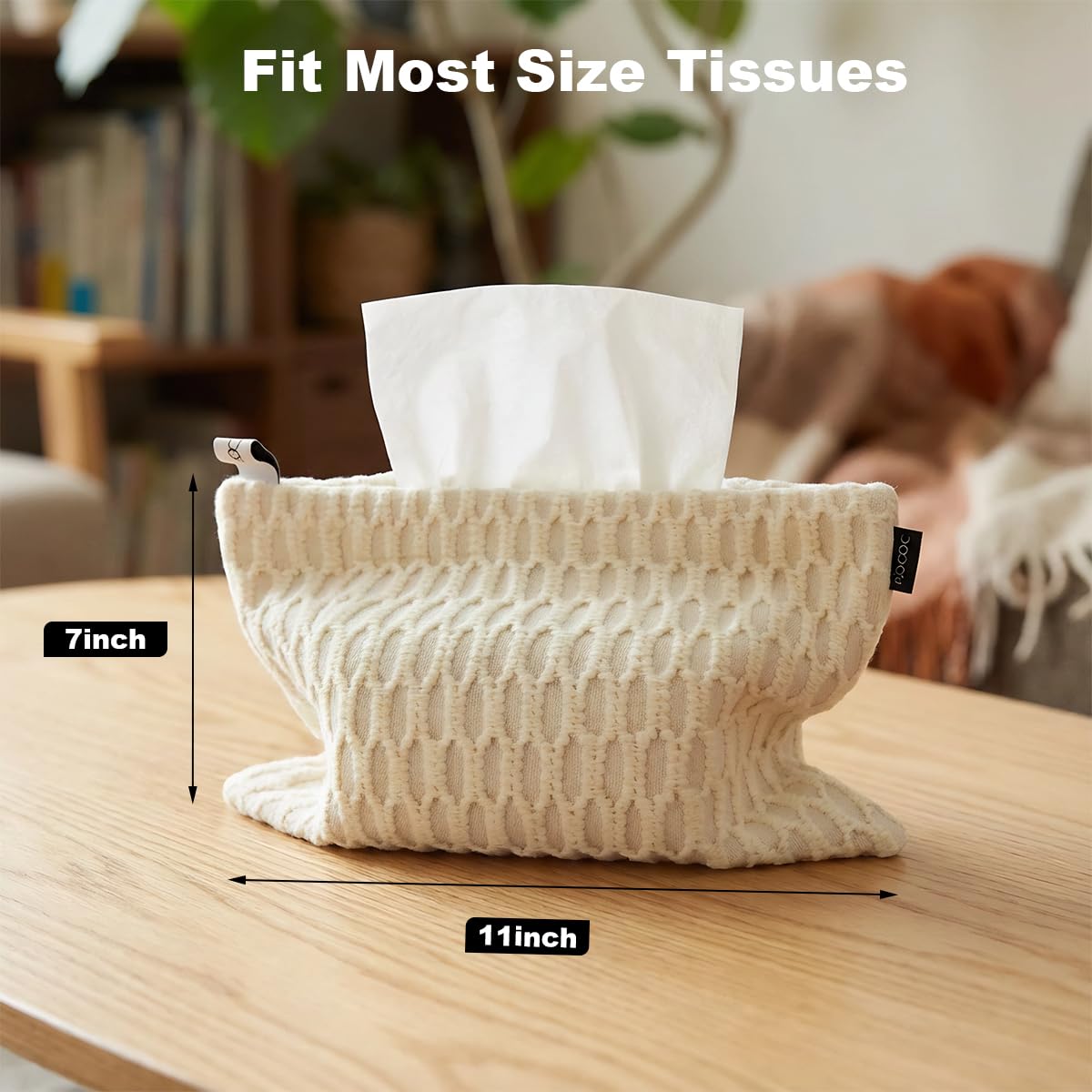 Beige Pocket Tissue Holder Japanese Style Quirky Style Tissue Holder Bag Decorative for Home Car Travel Offices Desk Housewarming Gift for Women New Home 10.6×7 inches