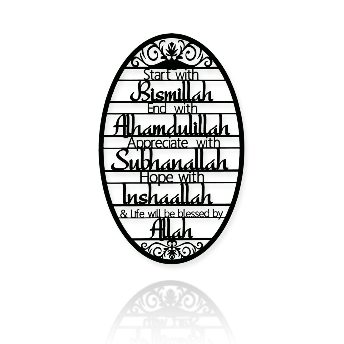 Yuzhuo Islamic Metal Wall Art - Bismillah to Alhamdulillah Allah Calligraphy, Durable Iron Decor for Living Room, Prayer Room, Muslim Home, Eid & Ramadan Gifts