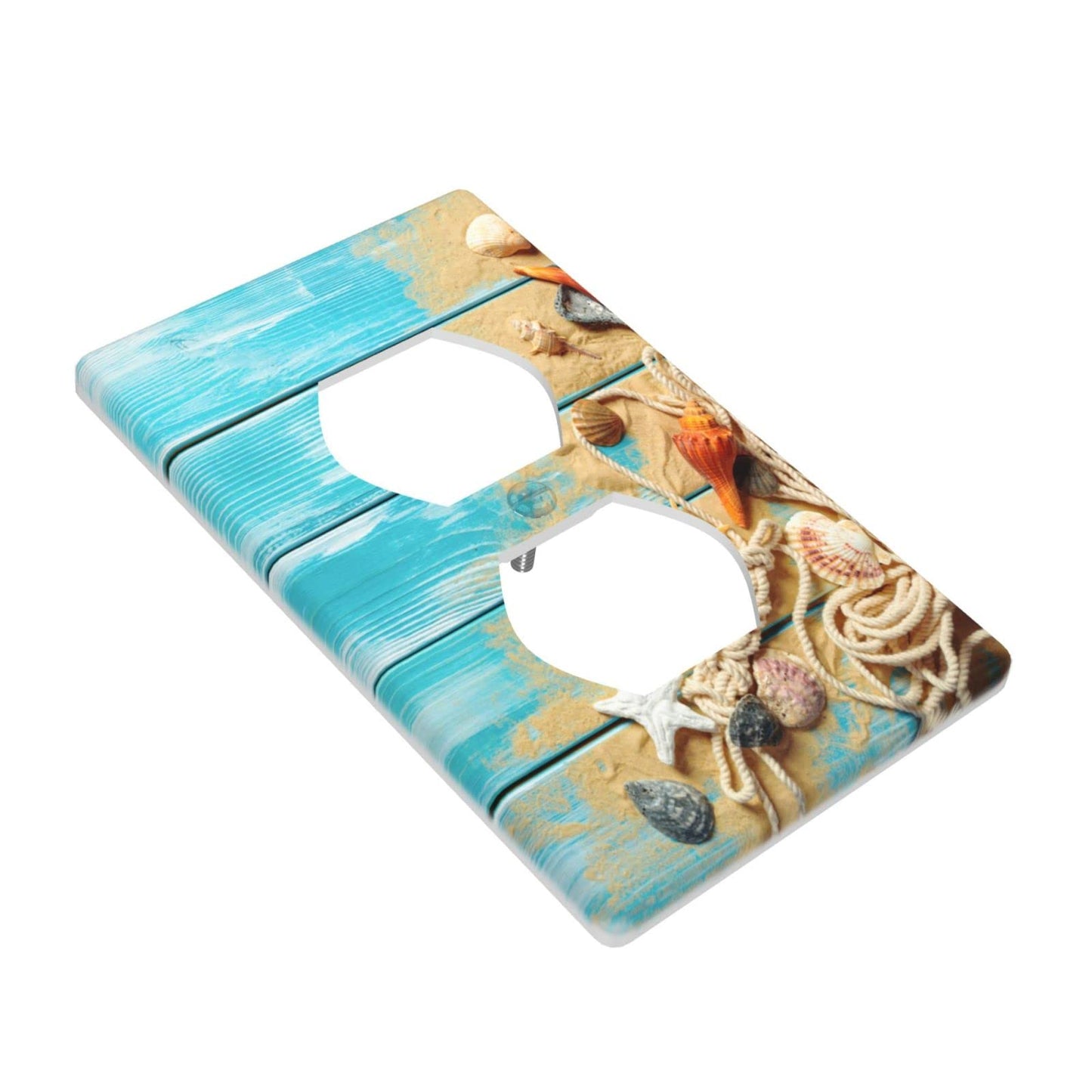 Board Beach Starfish Duplex Outlet Cover Wall Plates Decorate Outlet Covers For Electrical Outlets Switch Plate Decorative Wallplate Plug Cover 4.5 * 2.76 Inch