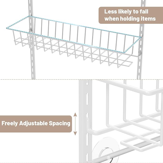 ElegantArray 9-Tier Pantry Door Oragnizer, Over The Door Pantry Organizer Rack and Storage, Hanging Spice Rack Shelves Door, Home Office Laundry Room Bathroom & Kitchen Organization, White