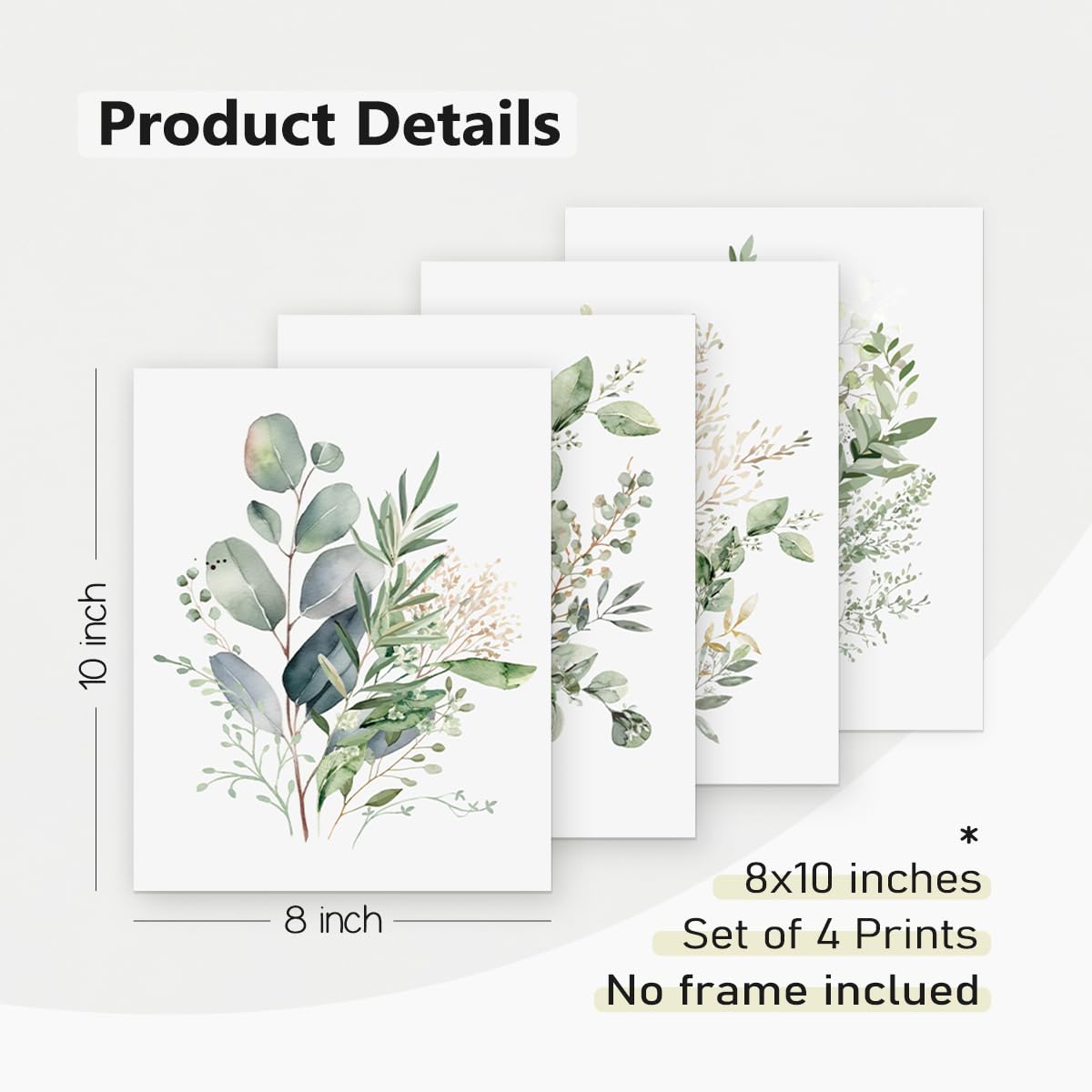 PLKMN Sage Green Botanical Wall Art Set of 4, Modern Wildflower Prints, Floral Plant Decor for Bedroom, Bathroom, Farmhouse, 8x10 Inch, Unframed