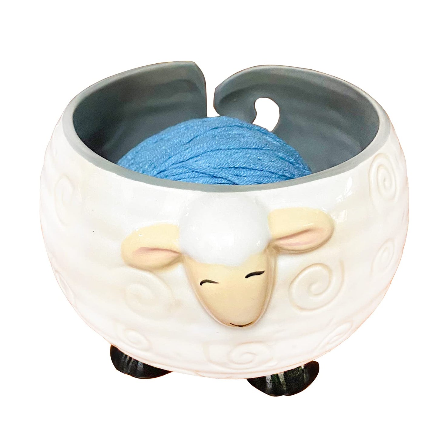 Weabetfu Sheep Ceramic Yarn Bowl Knitting Yarn Bowl Handmade Craft Knitting Bowls Crocheting and Knitting Supplies Organizer,Perfect for Mother's Day and Christmas Gift