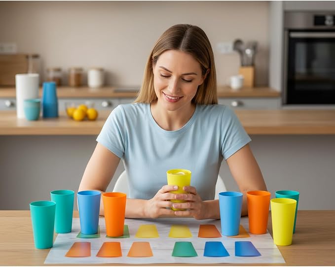 AOYITE 32-ounce Plastic Tumblers Reusable Dishwasher Safe BPA Free Large Drinking Cups Set of 12 For Kids Women Men Use(Multicolor)