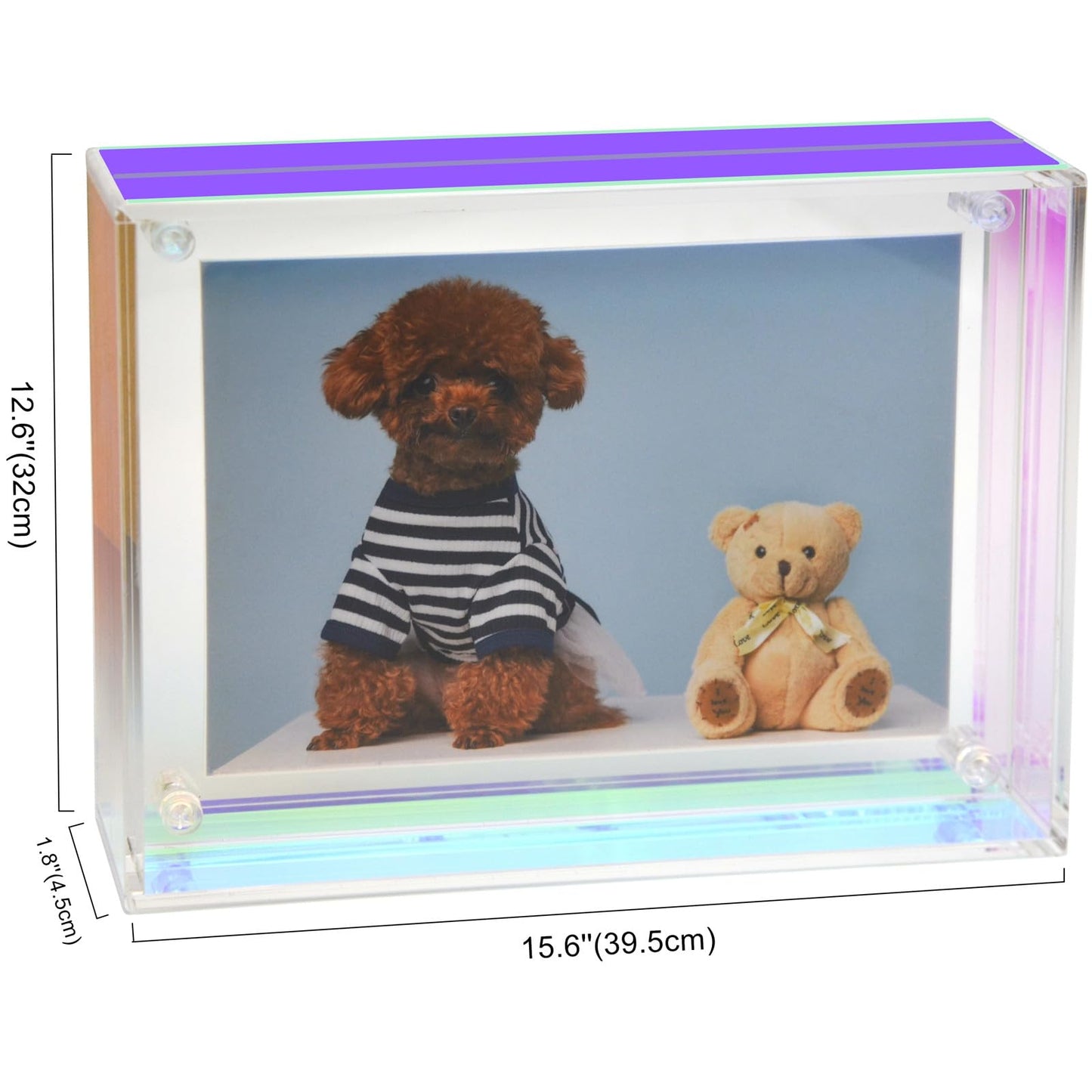 Gelite Acrylic 11X14 Picture Frame to Display 11x14 8x10 8.5x11 9x12 Pictures Mat-free Neon Floating Photo Frame for Wall and Tabletop, Iridescent Rainbow