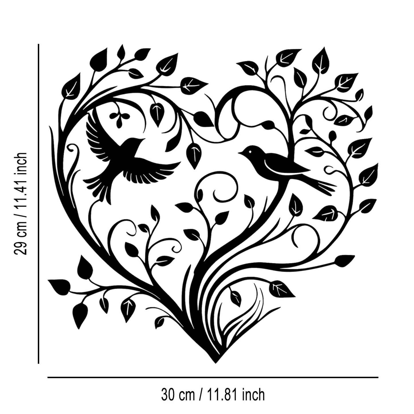 LIYOUYA Heart Shaped Tree Bird Metal Wall Decor - Emotional Art Country Farmhouse Room Decor Black Wall Art Home Decor for Living Room, Bathroom, Bedroom, Dining Room (Black)