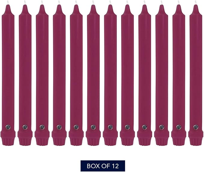 Colonial Candle Classic Tapers, 8-Inch, Mulberry - Pack of 12