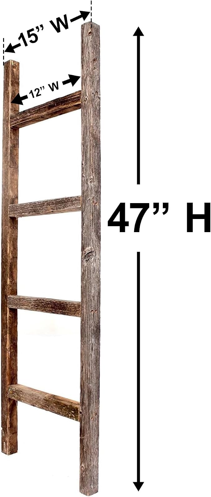 BARNWOODUSA Rustic Farmhouse Decorative Ladder - Our 47 inch Ladder can be Mounted Horizontally or Vertically and is Crafted from 100% Recycled and Reclaimed Wood No Assembly Required Rustic Red