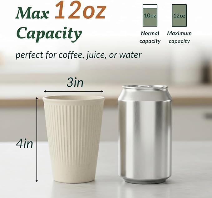 Homienly Drinking Glasses Wheat Straw cups,Unbreakable Alternative to 12oz Plastic Cups,Stackable and Lightweight Cups for Juice,Iced coffee-Colorful