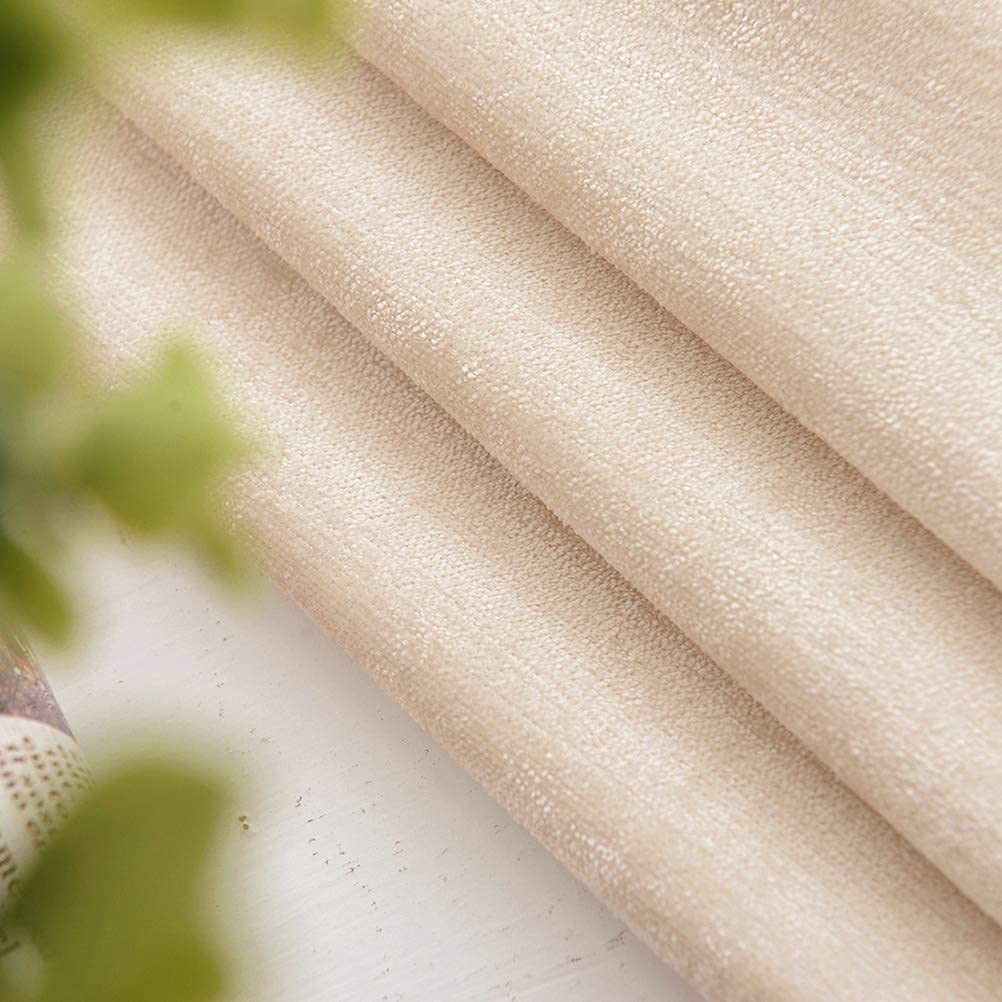 ELKCA Beige Chenille Window Curtains Valance for Living Room Waterfall Valance for Bedroom,Rod Pocket (W39 Inch, 1 Panel)