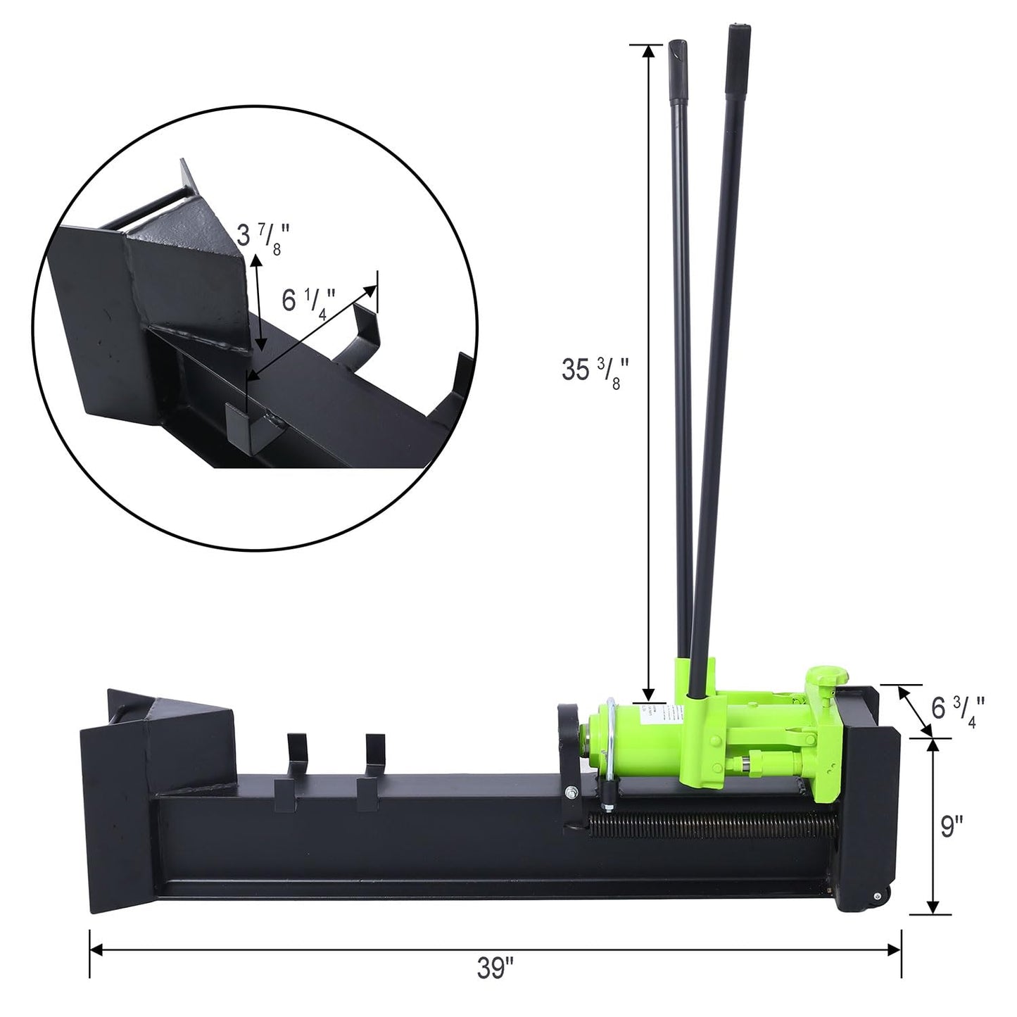 AMZSTAN 10 Ton Manual Hydraulic Log Splitter, Horizontal Steel Beam Wood Splitter with Wheels, 2-Speed Handle, Portable Firewood Splitter for Fireplace, Stove & Outdoor Use