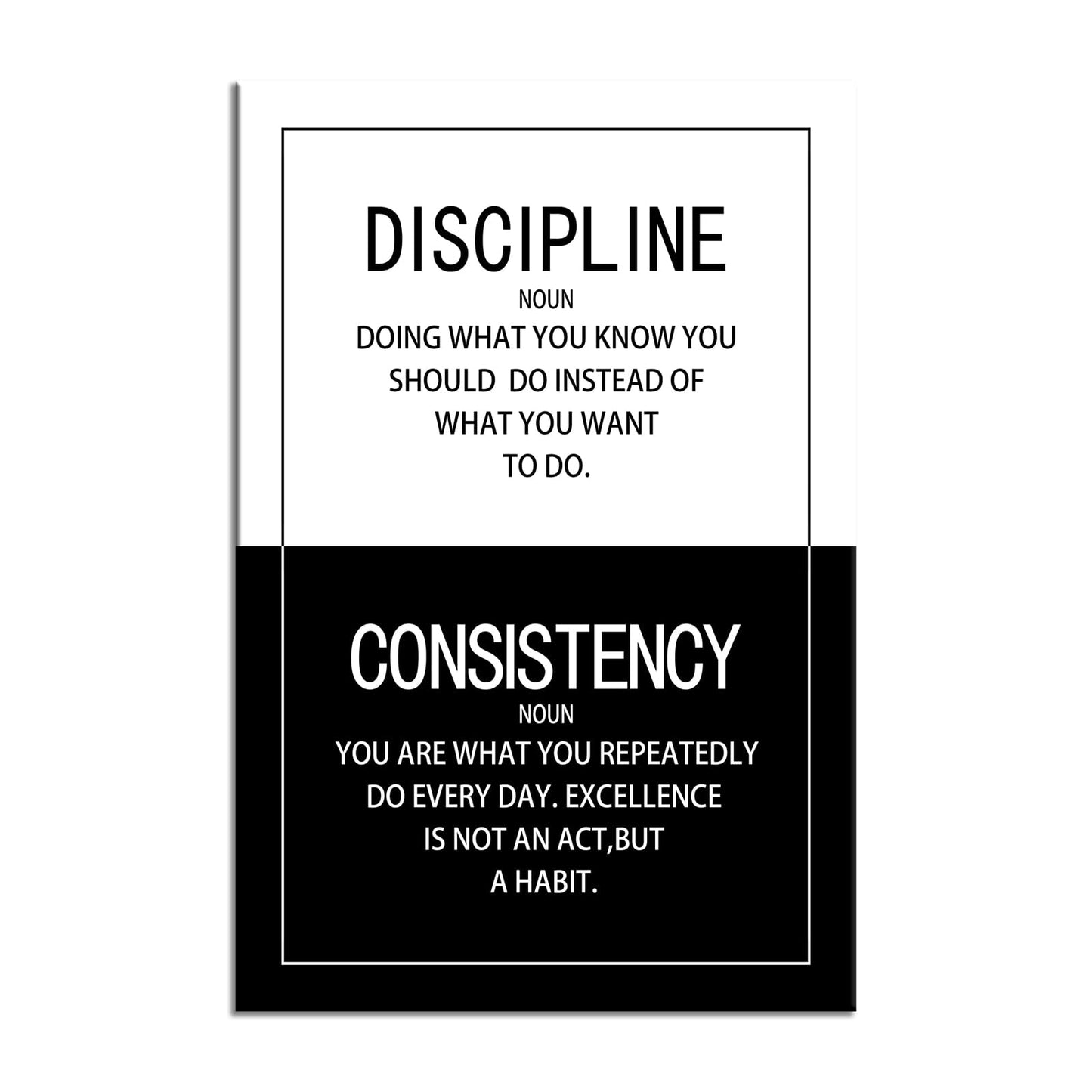 WYJDFART Inspirational Wall Art Discipline Consistency Noun Motivational Posters Picture Prints Canvas Modern Home Decor Painting Artwork for Office Stretched and Framed Ready to Hang [12''W x 18''H]