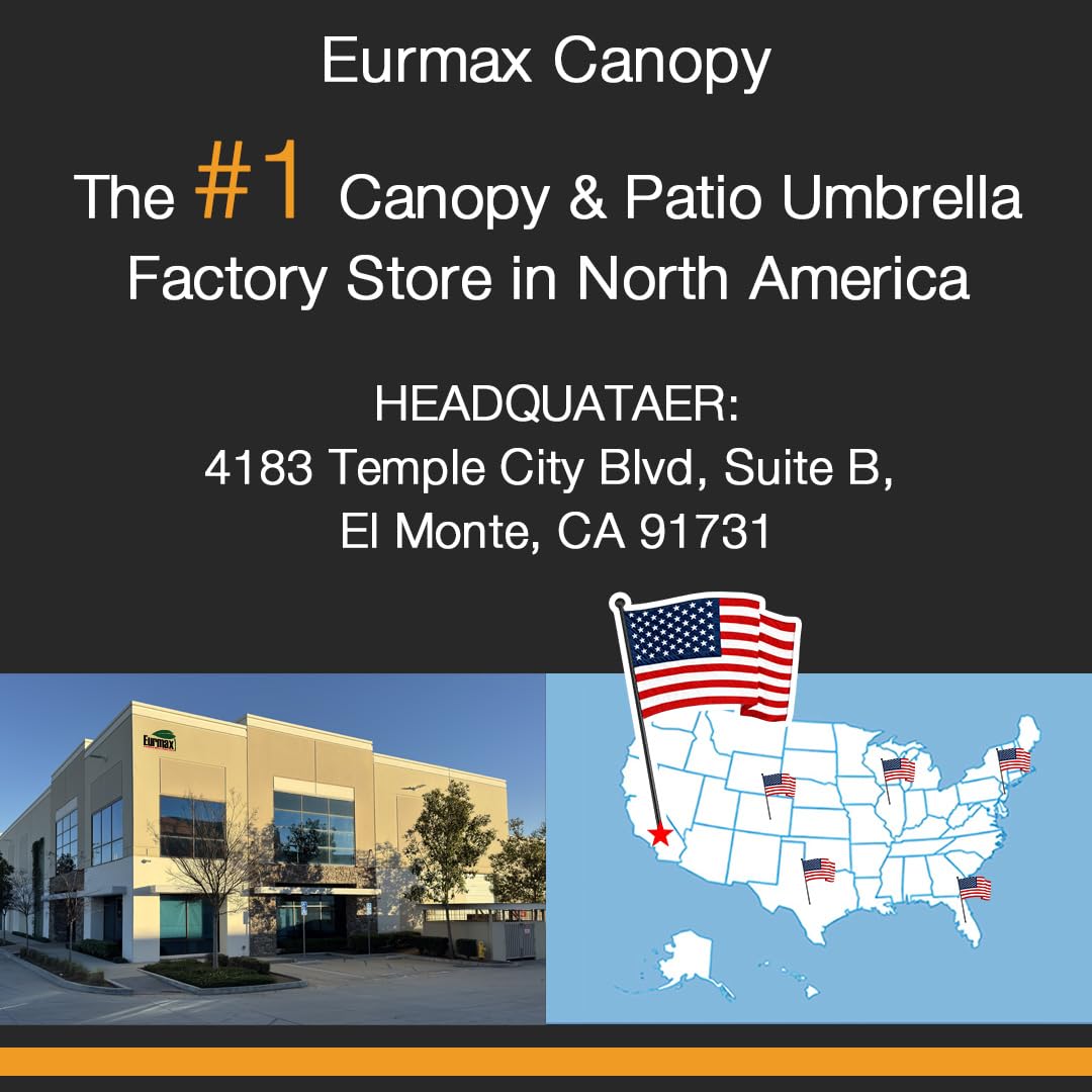 Eurmax USA 10x10 Pop Up Canopy,Commercial Tent with Patented No-Tip Rolling Bag,30sqft Extension Awning & 4 Zippered Removable Walls,UV & Water Resistant,Heavy Duty Instant Shelter Gazebo,Black