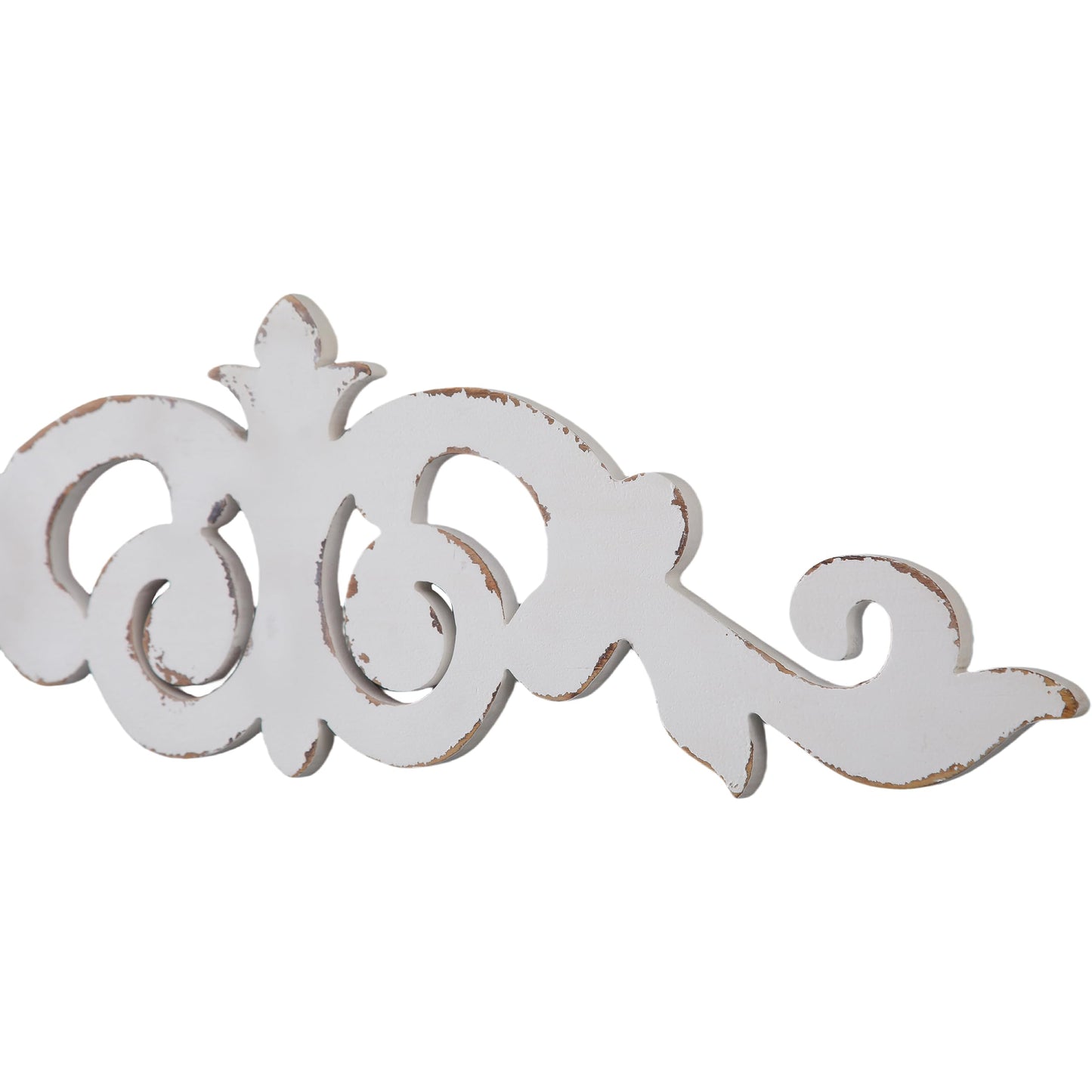 SOFE Rustic Wood Scroll Wall Decor, 35 × 10 Inches Over The Door Decor, Shabby Chic White Above Couch Wall Decorations, Large Hanging Artwork for Bedroom, Hallway Entryway