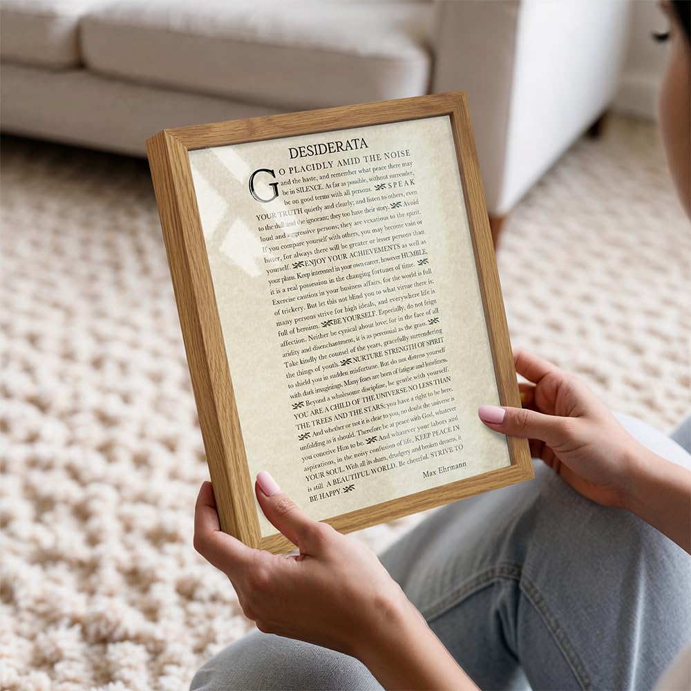 Desiderata Poem Wall Art Print FRAMED - Max Erhman - Typography - Makes a Great Gift for Home Decor - Inspirational and Motivational - Framed 8x10 Photo