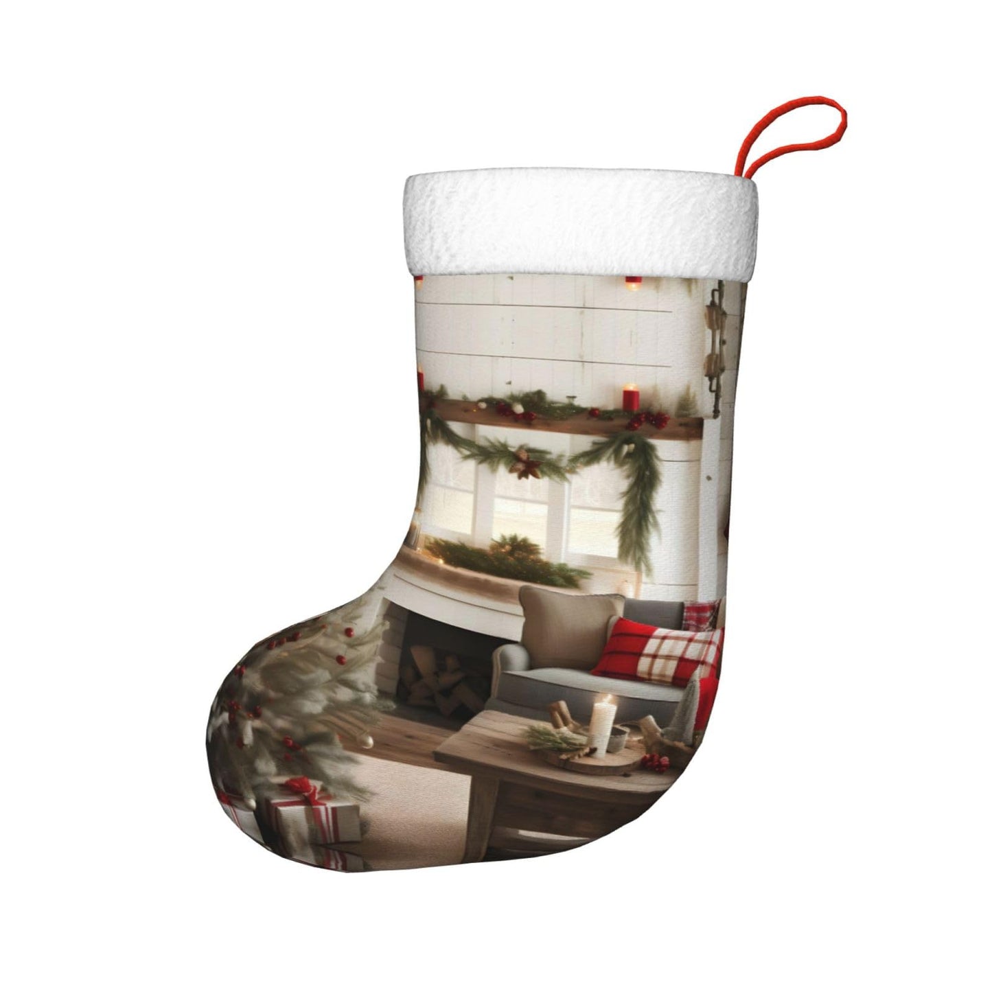 KOPUUYRD Farmhouse Christmas Parrern Print Luxurious Holiday Socks,Unique Christmas Socks for Joyful Season,Festive Ornament Classic