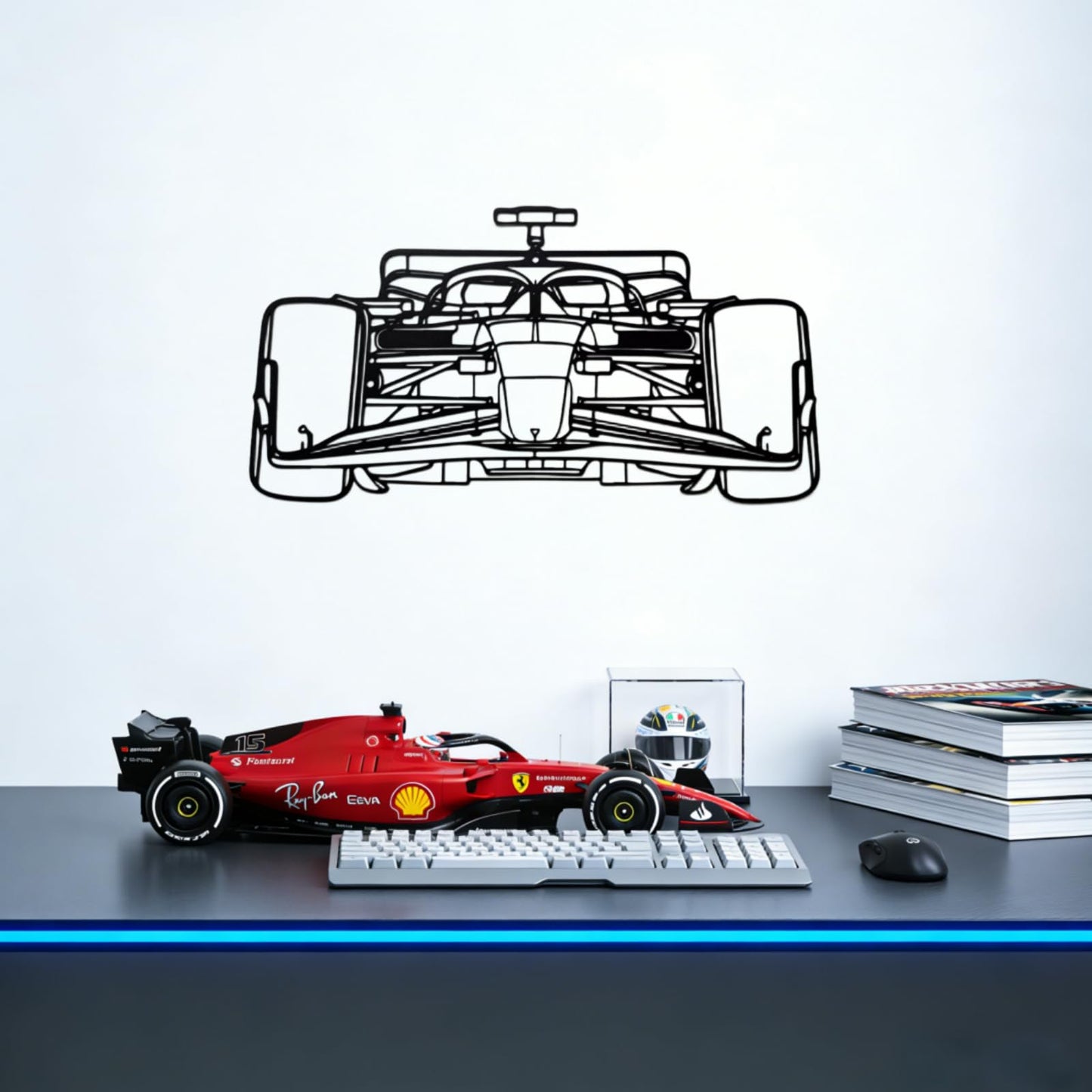 JBCHUCI F1 Wall Art Metal - Formula 1 Race Car Silhouette Wall Decor for Garage, Teen Boy Room, Man Cave, Bedroom - Unique F1 Gift for Men, Car Lovers & Motorsport Fans (15.7"x8.7")