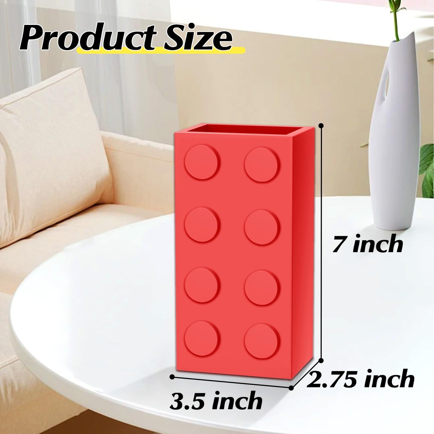 Vase for Lego 10347 10280 10328 Flowers, for Lego Flower Bouquet Building Set,Display Stand for LegoRoses Cherry Blossom Sunflower Tulips Daffodils Lotus-Gift for Lego Flowers Lover(vase only)-Red