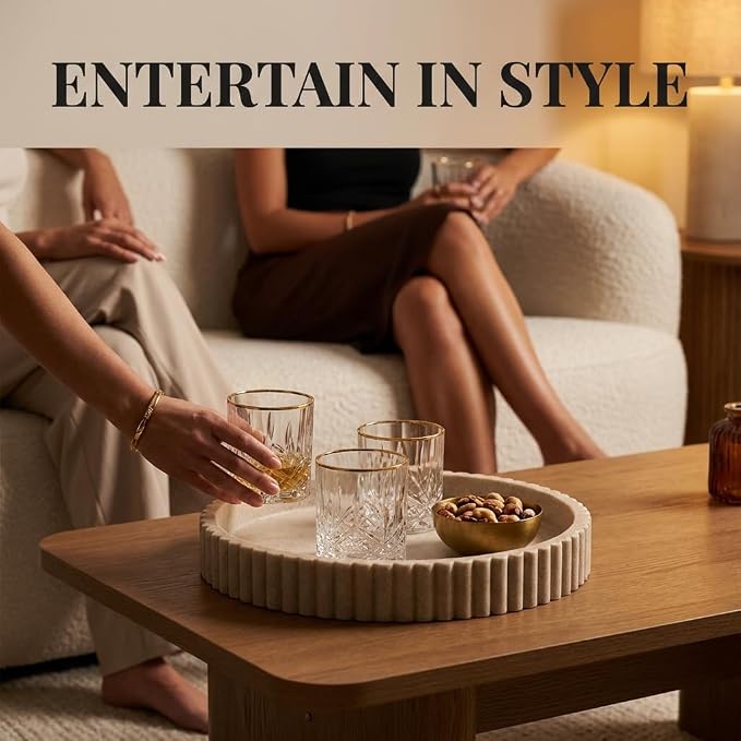 OAKOA Decorative Tray for Decor - Coffee Table Tray for Living Room - Round Tray for Home Decor - Coffee Table Decor Centerpiece - Modern Minimalist Centerpiece