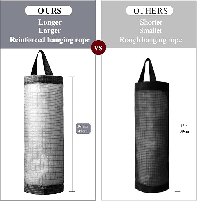 TOGETRUE Plastic Bag Holder, Mesh Grocery Bag Holder Hanging Storage Bag Dispenser (Dark Grey 2 Packs)
