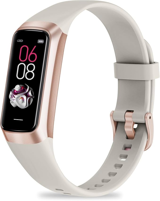 Fitness Tracker with 24/7 Heart Rate, Blood Oxygen Blood Pressure Sleep Monitor, Activity Trackers 5 ATM Waterproof,Step Calorie Counter Pedometer Health Smart Watch for Women Men (White)