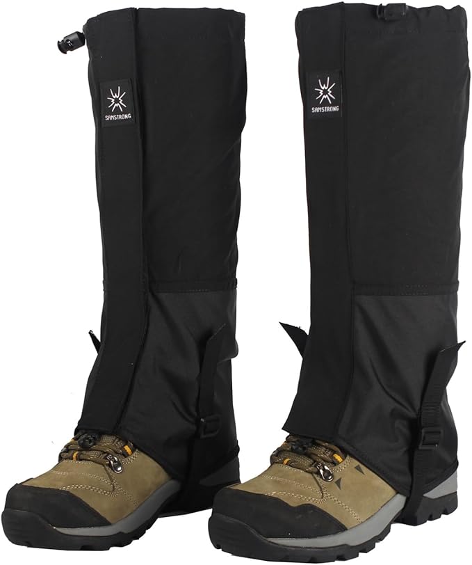 Waterproof Hiking Gaiters,Snow Boot Gaiters with Rubber Foot Strap,Lightweight and Adjustable,for Men and Women Hiking,Skiing,Mountaineering,Walking,etc.