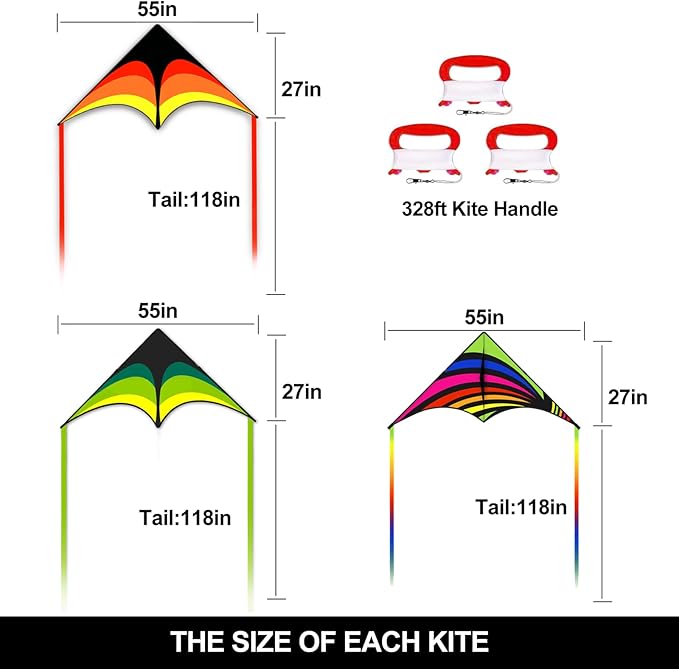 Delta Kite for Kids and Adults, Easy to Fly, Nylon Fabric with String Handle, Outdoor Beach Park Activities