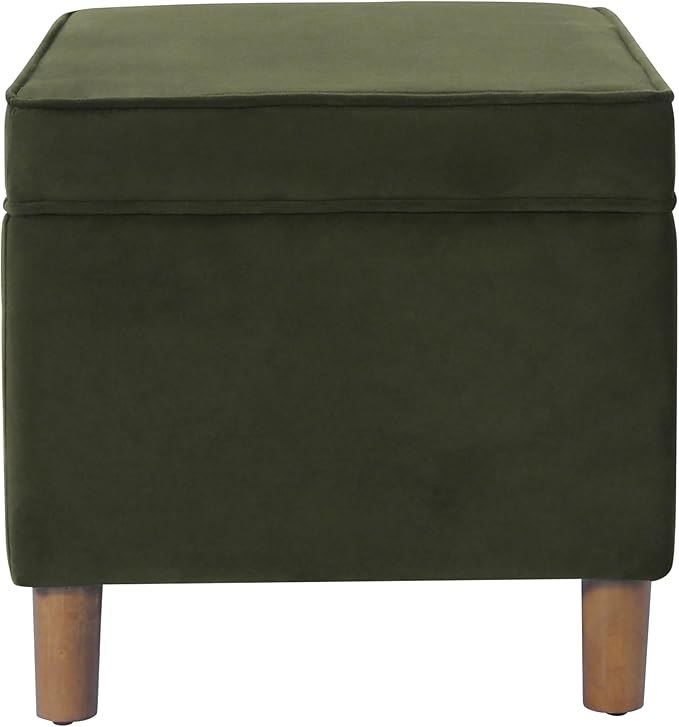 Spatial Order Home Decor | Dinah Collection Modern Storage Ottoman | Ottoman with Storage for Living Room & Bedroom(Loden Green Velvet)