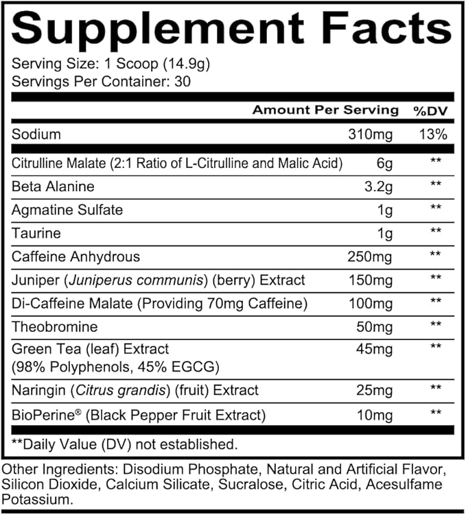 REDCON1 Total War Pre Workout, Green Apple - Fast Acting Caffeinated Preworkout for Men + Women with Beta Alanine - Contains Citrulline Malate for Increased Pump, Blood Flow (30 Servings)