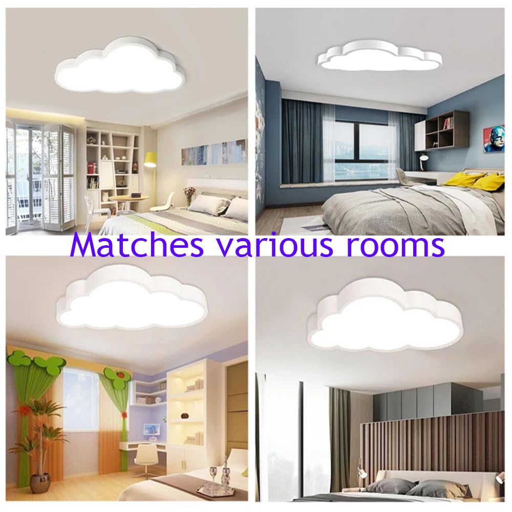 DELIPUSHI Cloud Lights for Ceiling White 26" 54w Close to Ceiling Light Fixtures with Remote Cloud Shaped Led Ceiling Lamp Flush Mount Lighting Fixture for Girls Children's Room/Kindergarten