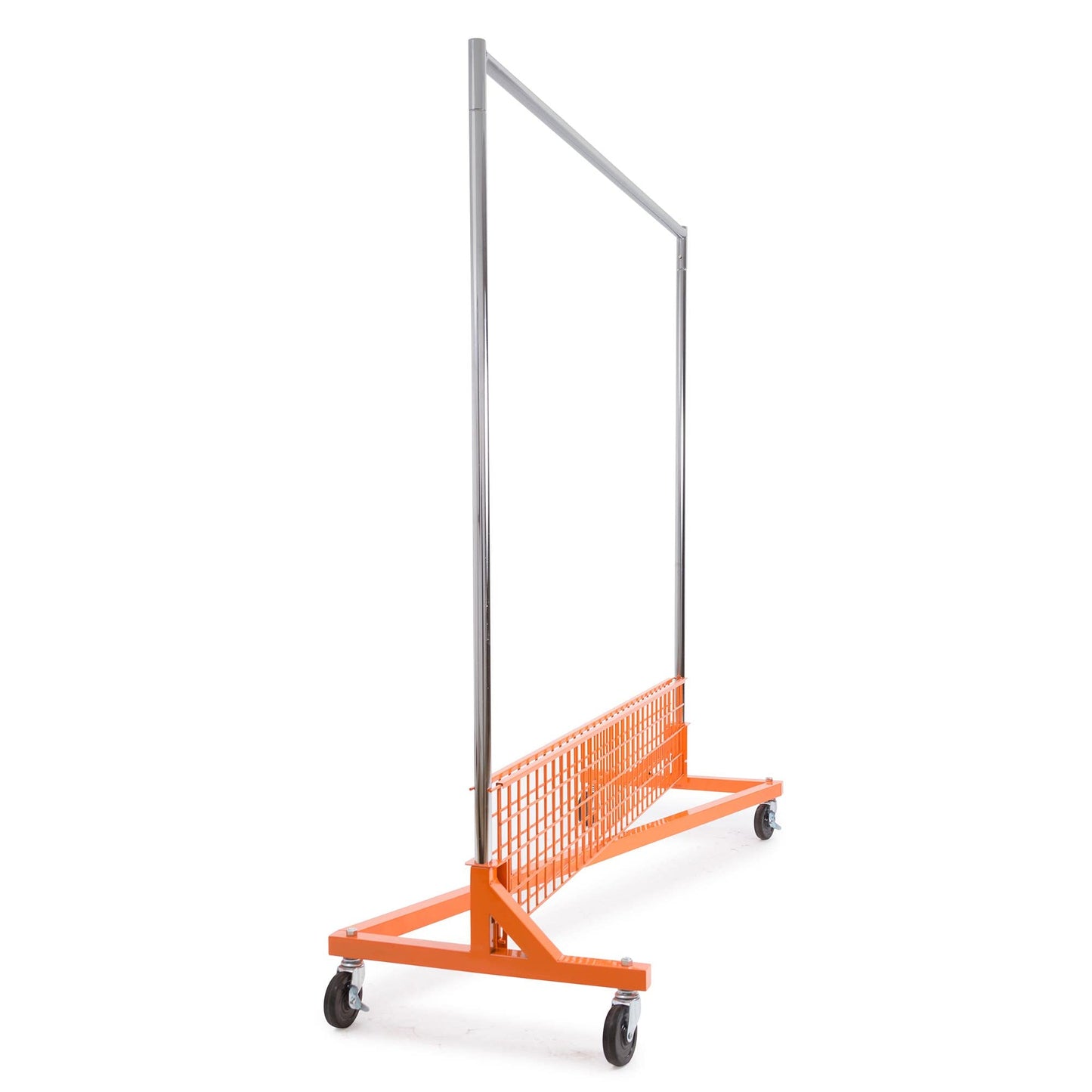 Econoco Commercial Garment Rack - Rolling Clothes Rack, Heavy Duty (Z Rack with Base Shelf, Orange)