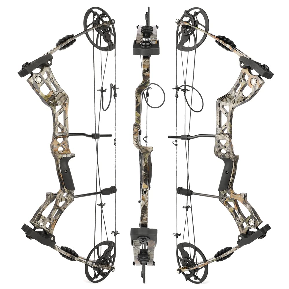 surwolf Archery Hunting Compound Bow Kit RTH 30-70 LBS Draw Length 23.5"-31", IBO 325FPS, Target Shooting Bow with Accessories for Bowfishing Archery Hunting (Camo Kit PRO)