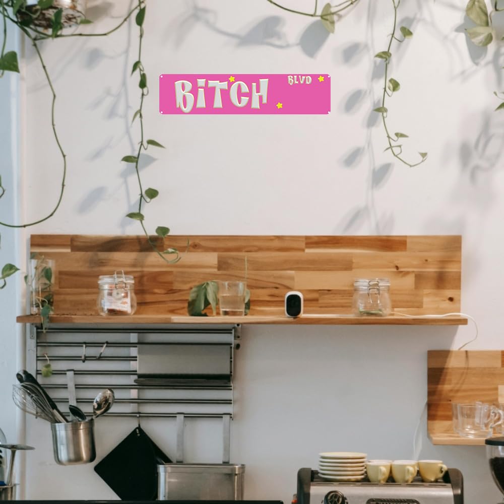 Pink Room Decor Aesthetic Y2k Dorm Room Decor Retro Home Funny Unique House Decoration Cool Dark Bar Signs 4×16 Inches