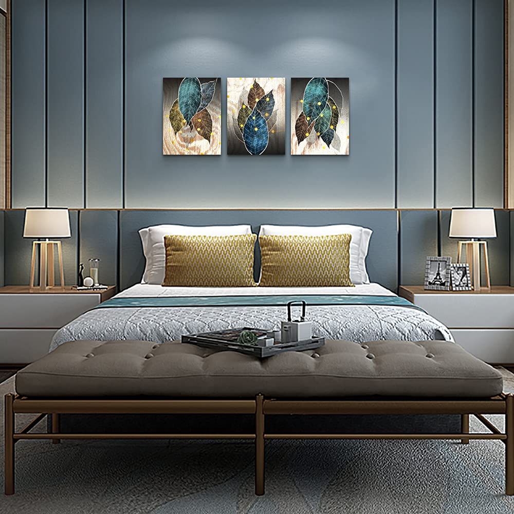 Abstract Canvas Wall Art For Living Room Family Wall Decor For Bedroom Kitchen Artwork Abstract Leaves Canvas Prints Painting Modern Office Decor Wall Pictures Bathroom Home Decor 12" X 16" 3 Piece