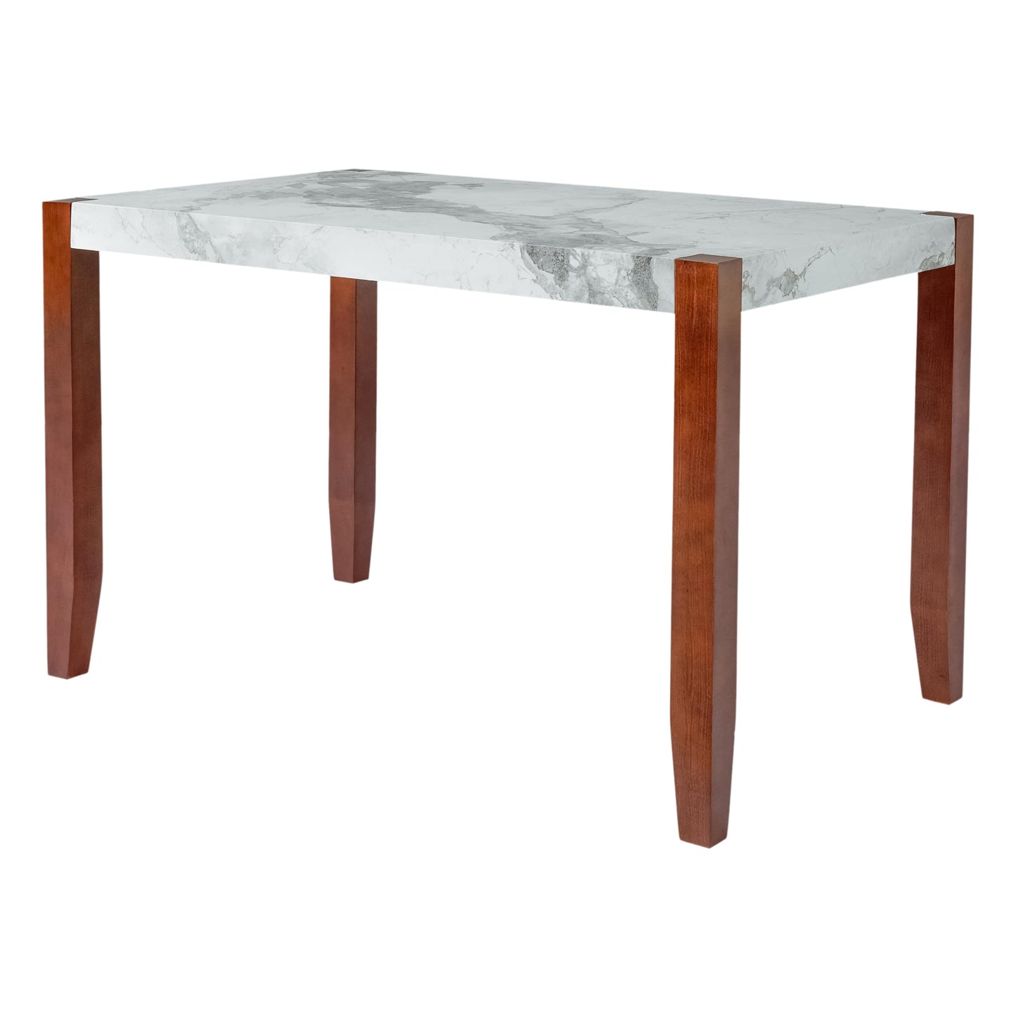 GDFStudio 4 Piece Faux Marble Dining Set with Bench, 46.6" Kitchen Table with 2 Upholstered Chairs, Rubber Wood Legs, Modern Space Saving Furniture for Dining Room, Beige