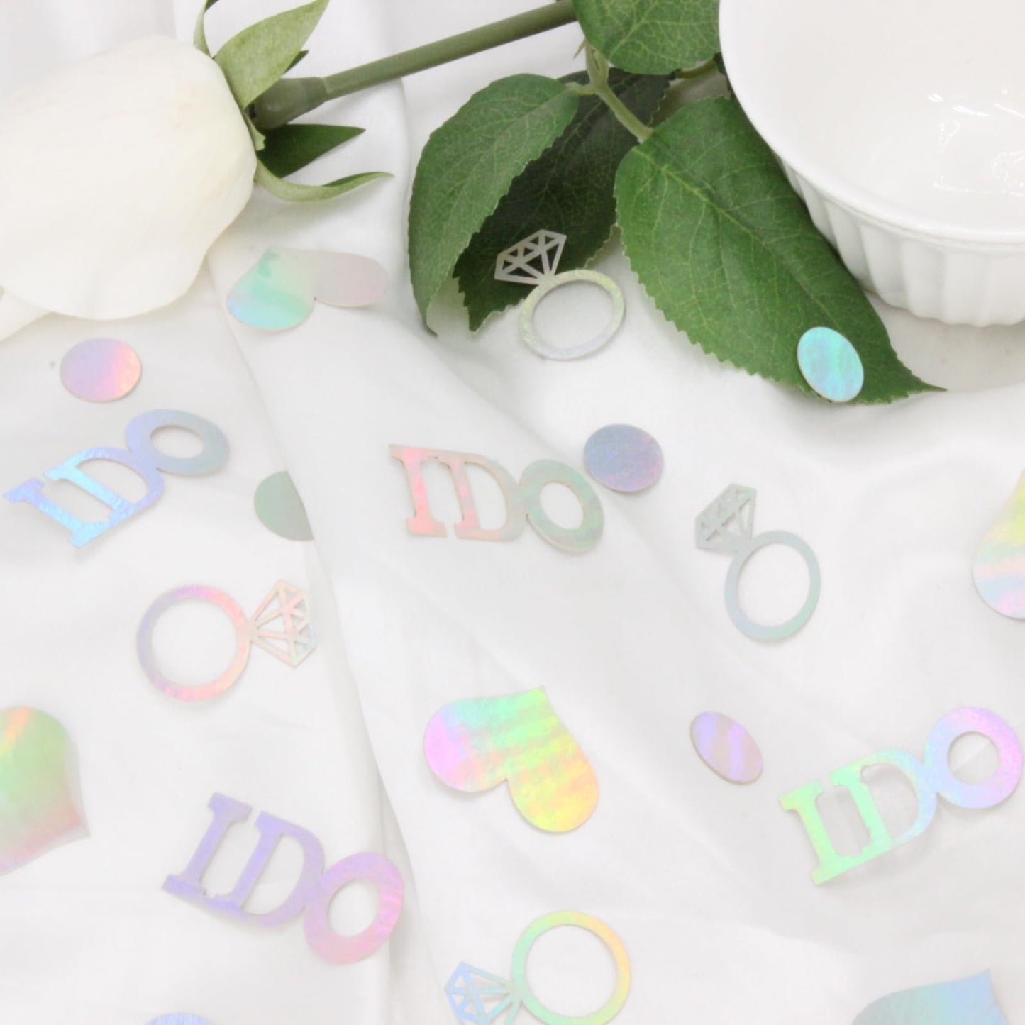 Blopee Wedding Confetti Wedding Bridal Shower Decorations,160 PCS Iridescent I DO Engagement Confetti for Engagement Decorations
