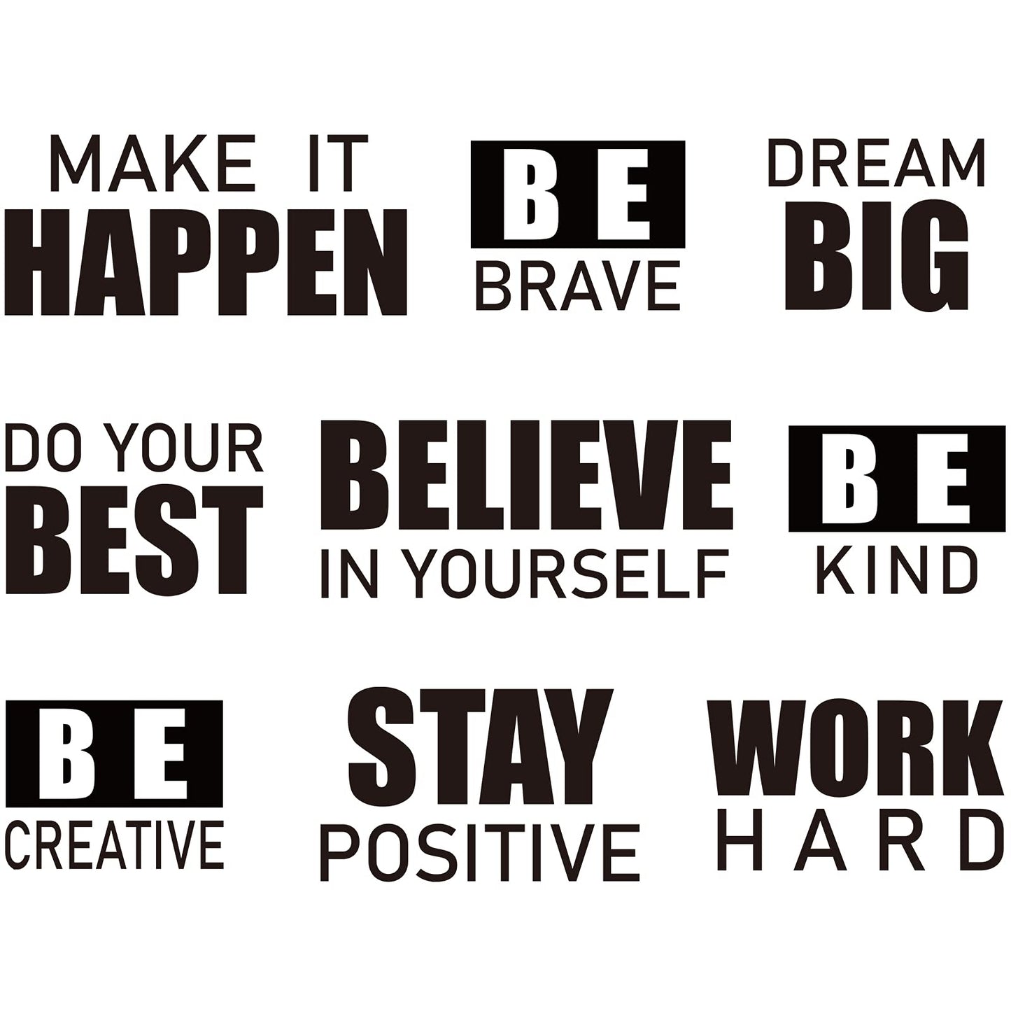 4 Sheets Inspirational Wall Decals Peel and Stick Motivational Phrases Wall Stickers Positive Quotes Vinyl for Library Home Classroom School Office Art Decorations