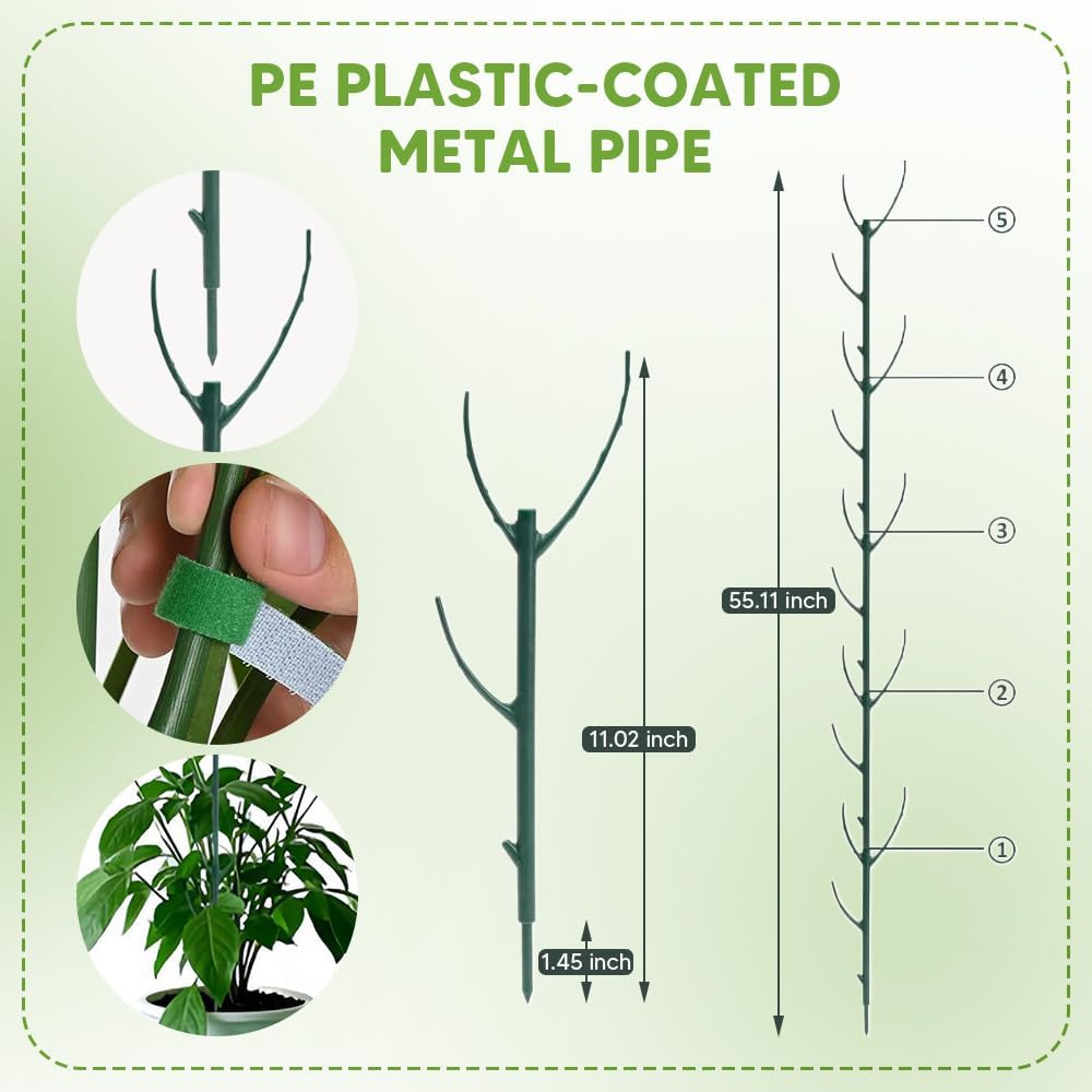 Stackable Monstera Plant Support, Garden Plant Support Stakes for Indoor Outdoor Plants, Climbing Plant Support Structures Plant Holder Stick Moss Pole for Support Tall Potted Plants (10 Pack)