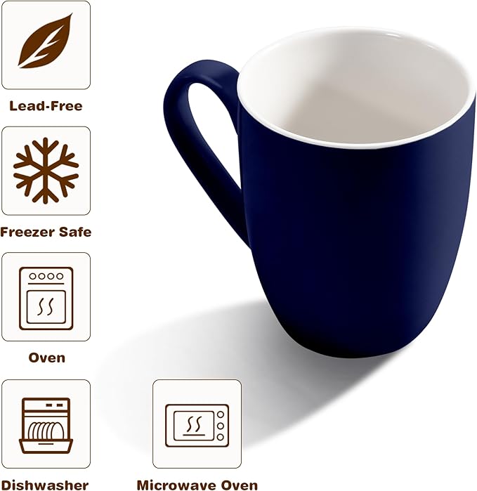 Urbanstrive 16 oz Large Coffee Mug with Handle Tea Cup Novelty Coffee Cup for Men Women Office Work, Dark Blue